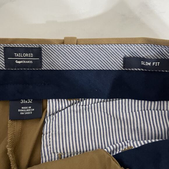 Gap Tailored Khakis Slim Fit Men 31x32 Modern Bronze Straight Leg Flat Front NEW - Picture 9 of 11